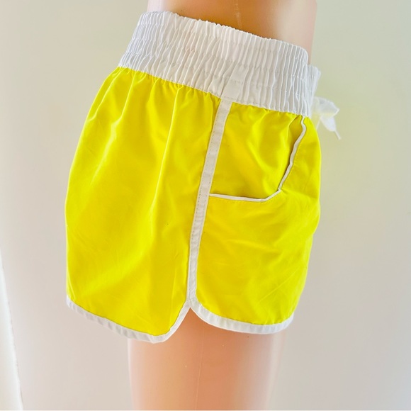 Ocean Pacific OP neon yellow white boyfriend shorts. Size junior M 7-9 - Picture 6 of 8